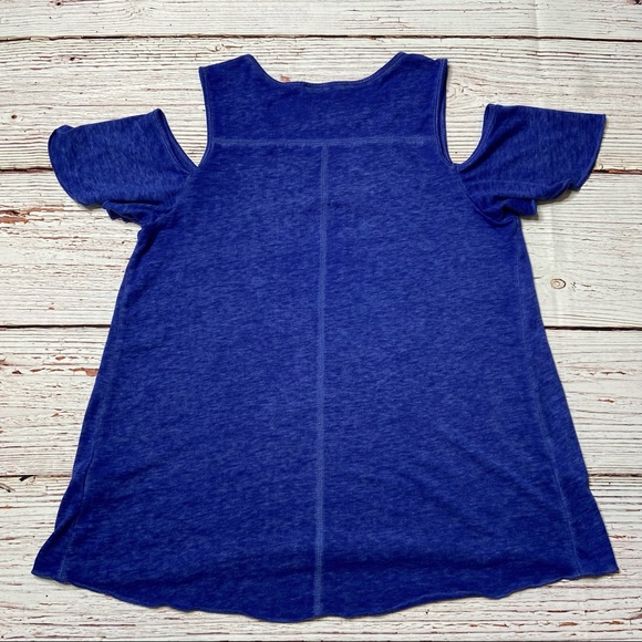 Sanctuary Clothing Cold Shoulder Blue Tee Top Sz M - Picture 6 of 16